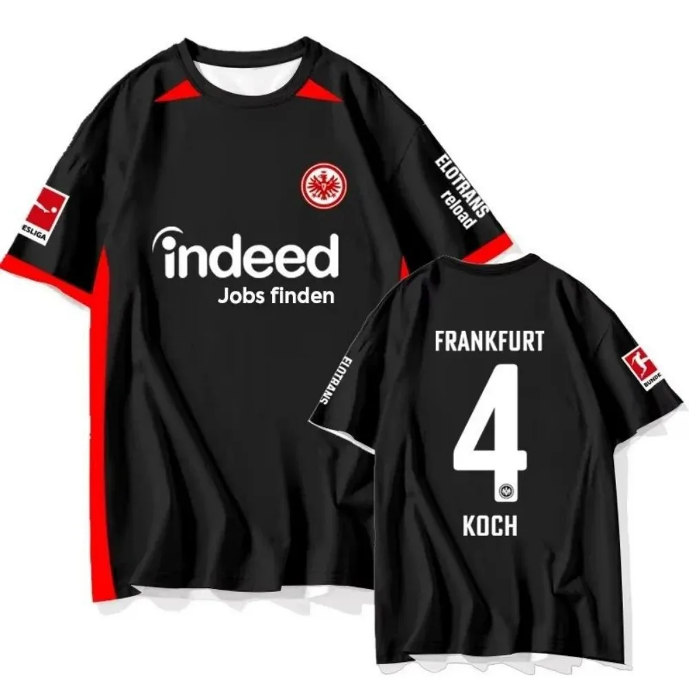 Camiseta de Verano para Hombre, Diseño 3D del Equipo de Fútbol de Frankfurt, Informal, Transpirable, Cuello Redondo, para Deportes al Aire Libre y Uso Diario