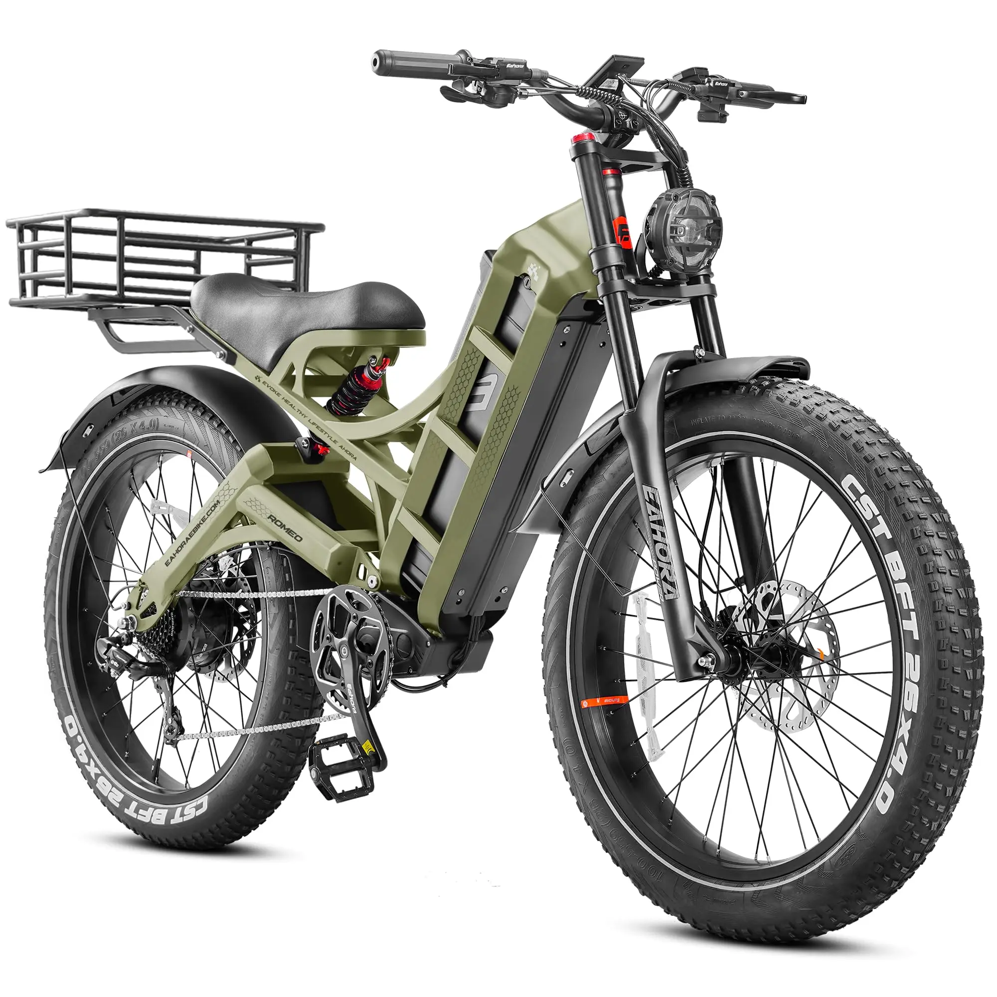 Romeo Pro/Romeo 2/Romeo Ultra 34-43Mph 1600-3000W Electric Bike for Adults 48-60V 60-70Ah 200Miles Long Range, 20*4.5/26*