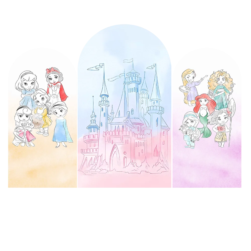 Disney Princess Arch Backdrop Cover Birthday or Girl\'s Birthday Party Decor Candy Dessert Table Cover Banner