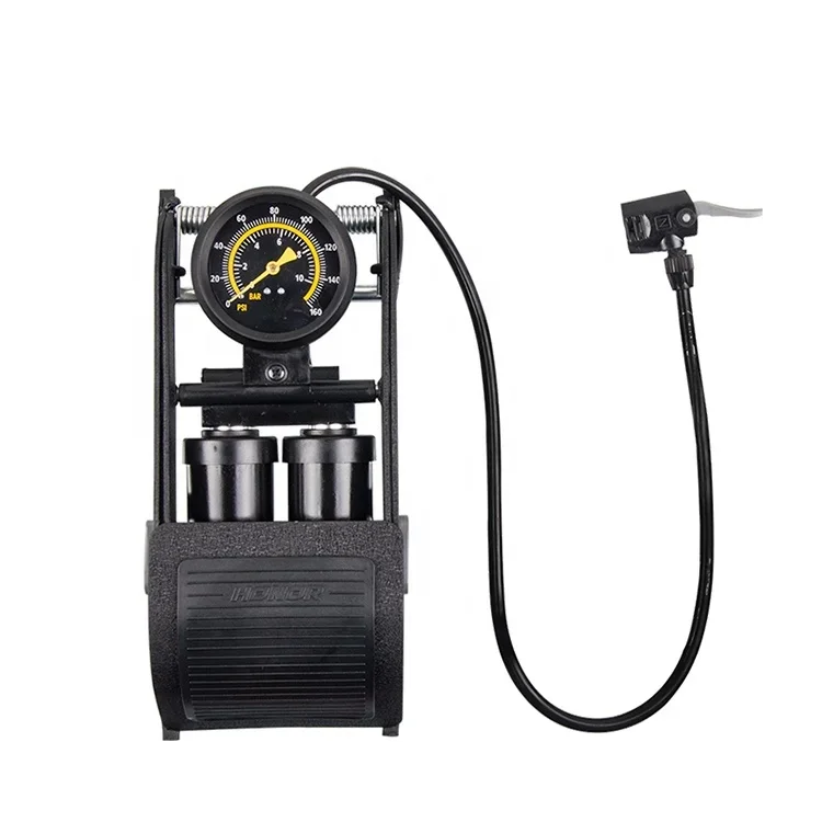 

-Guaranteed Black Aluminium Alloy Tube Pedal Air Pumps With Accurate Pressure Display Double-tube High-pressure Pedal Pump