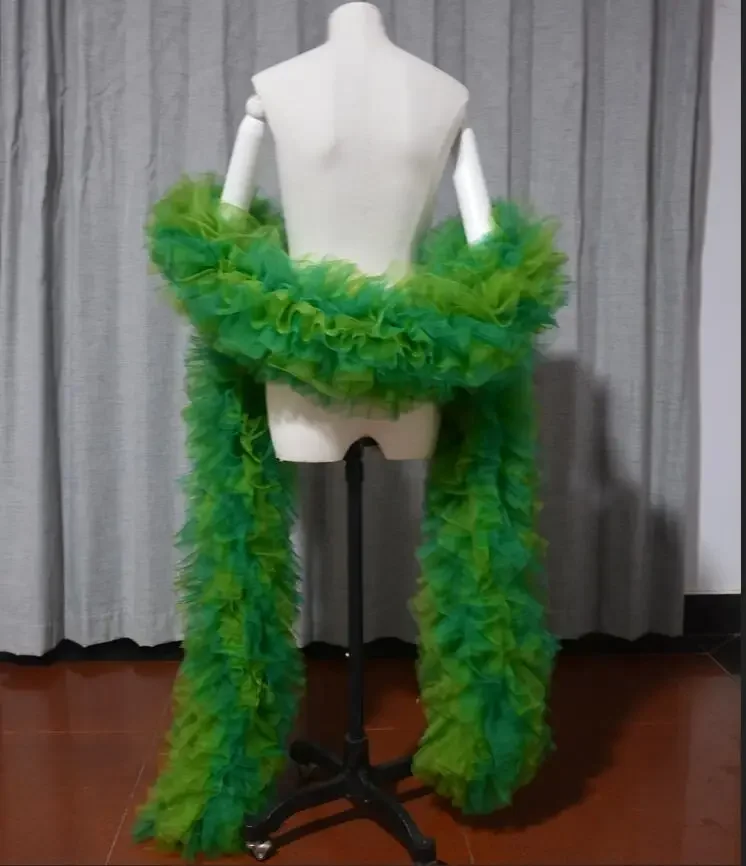 Fashion Stage ball party Club bruids Tule Boa Ruffle sjaal wrap Aangepaste kleur bruiloft accessoires cape
