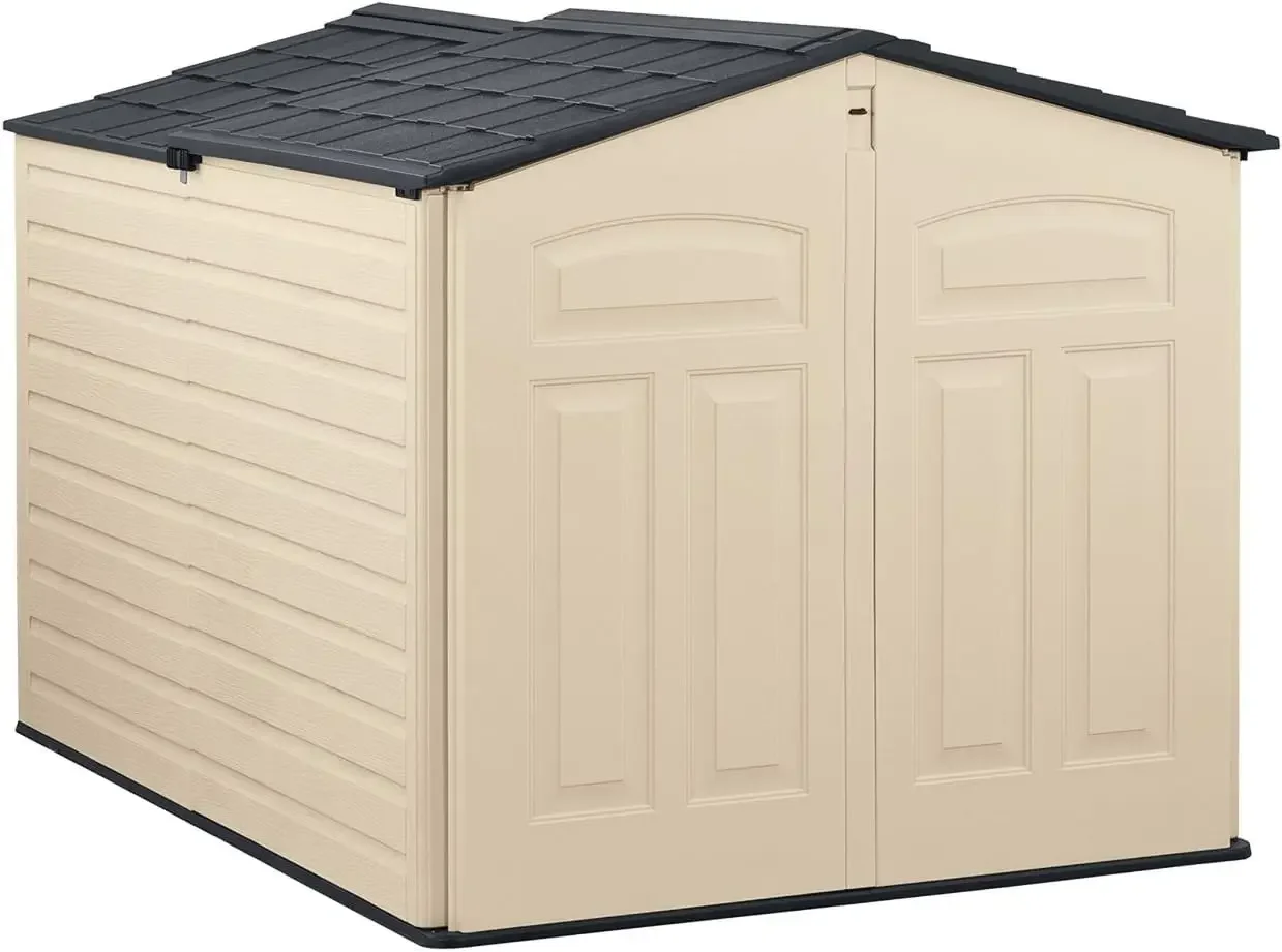 Slide-Lid Resin Weather Resistant Outdoor Storage Shed,For 6 X 3.75 Feet, 96 Cu. Ft., Olive/Sandstone, For Backyard/Home