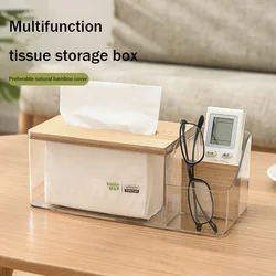 Multi-functional Remote Control Tissue Storage Box Home Living Room Dining Room Desktop Decoration Wooden Cover Tissue Box