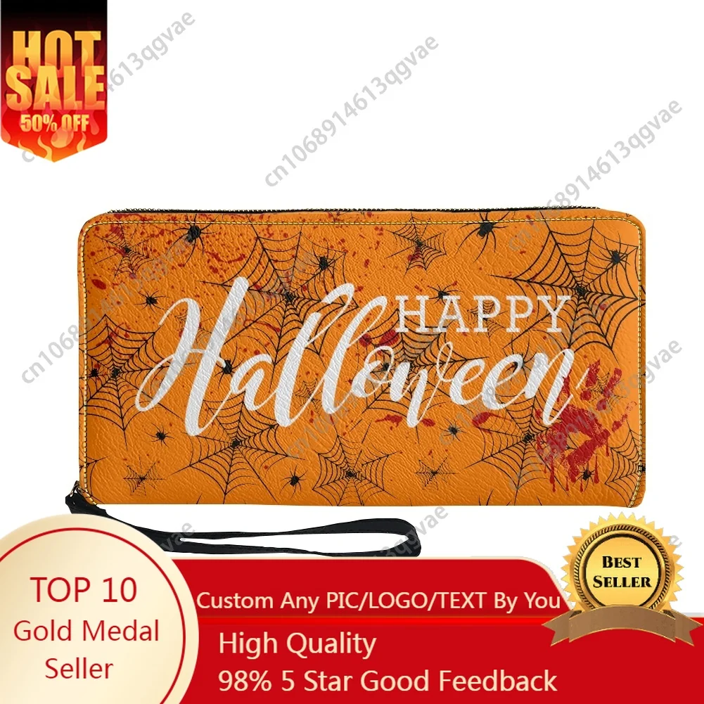 

2025 Halloween Horror Carnival Custom Purse Mens Womens Teenagers Zipper Long Wallets Double Print Portable Wallet Gift Bag