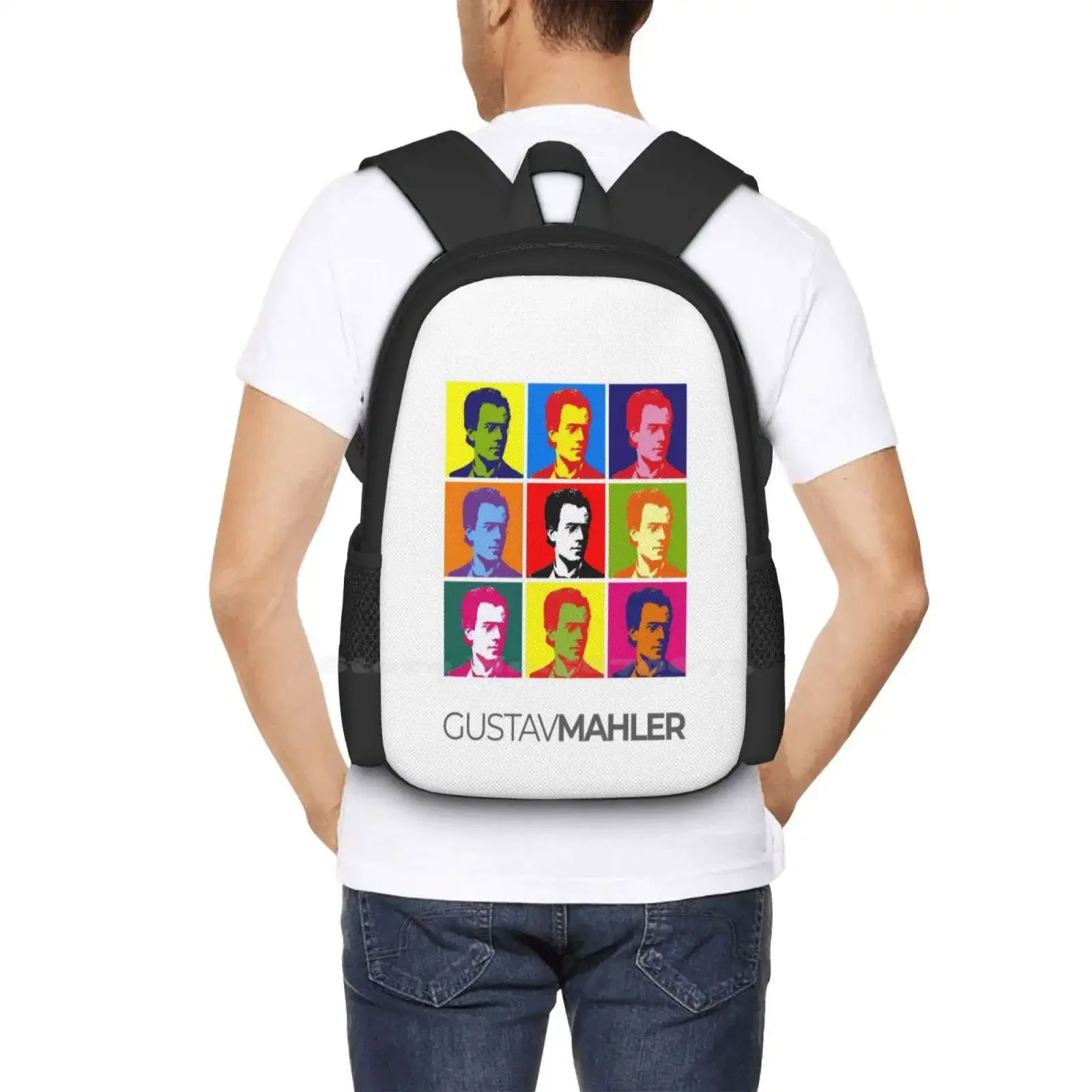 غوستاف ماهلر صورة فنية منبثقة ملصق رائجة البيع حقيبة مدرسية على ظهره حقائب الموضة آندي هاورول فن البوب غوستاف ماهلر قميص صورة #6