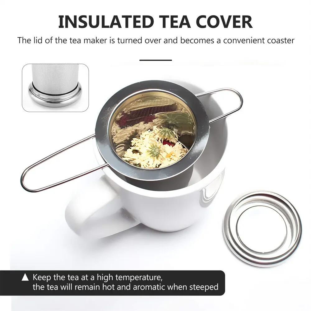 Infusor de Té de Malla de Acero Inoxidable con Tapa, Filtro Reutilizable para Tazas, Especias y Hojas Sueltas, para Teteras y Tazas, para Infusión de Té y Café
