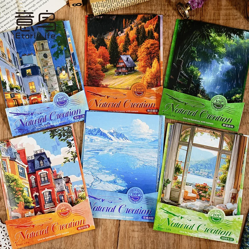 10pcs/lot Memo Pads Material Paper Natural creation Junk Journal Scrapbooking Retro Background Decoration