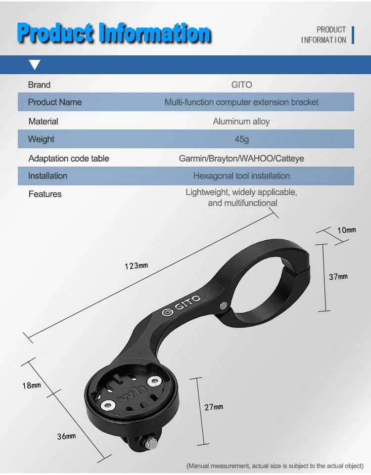GITO Erweiterte Vorderlenkerhalterung für MTB-Fahrradcomputer, Rennrad-Bryton-Halterung, Garmin-Halter für Igpsport, Wahoo, Cateye Zubehör – Detail 9