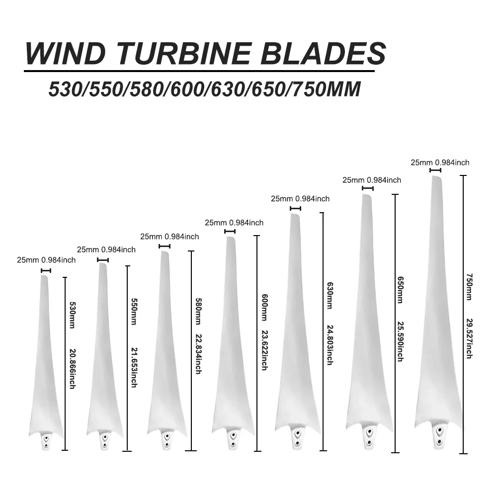 Imagem -02 - Lâminas Brancas das Turbinas Eólicas do Gerador de Vento Acessórios de Grande Resistência do Moinho de Vento da Fibra do Nylon 530 mm 550 mm 580 mm 600 mm 630 mm 650 mm 750 mm