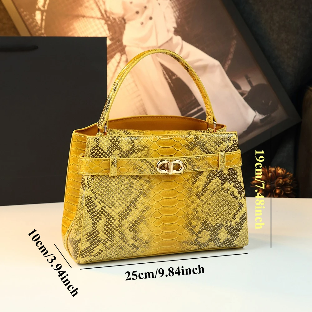 2026 New Luxury Designer Snake Pattern Handbags for Women  Snakeskin Top-handle Bag Vintage Buckle Shoulder Crossbody Bag - view 4