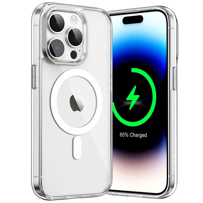 For Magsafe Magnetic Wireless Charging Clear Phone Case for iPhone 15 14 13 12 11 Pro Max Mini X XR 8 Plus Hard Shockproof Cover