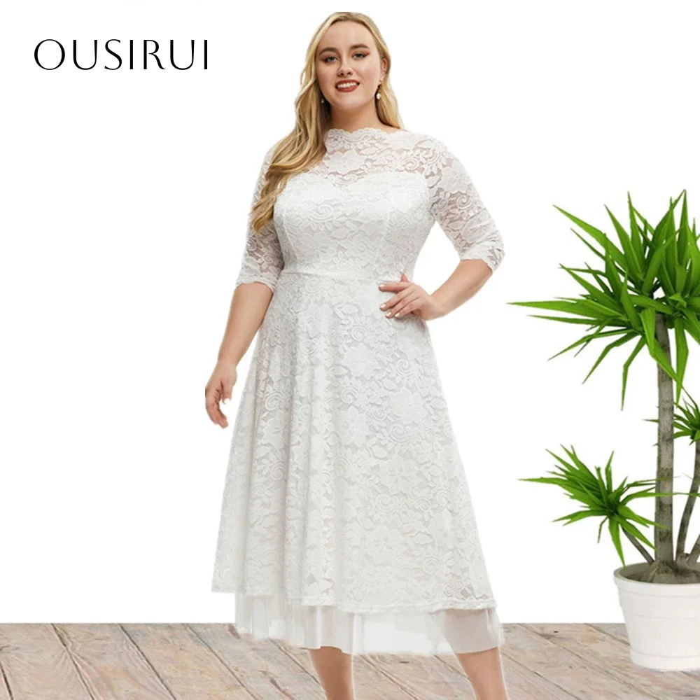 Renda meia manga linha A vestidos de baile comprimento chá franzido personalizado плаğinе на выпуск