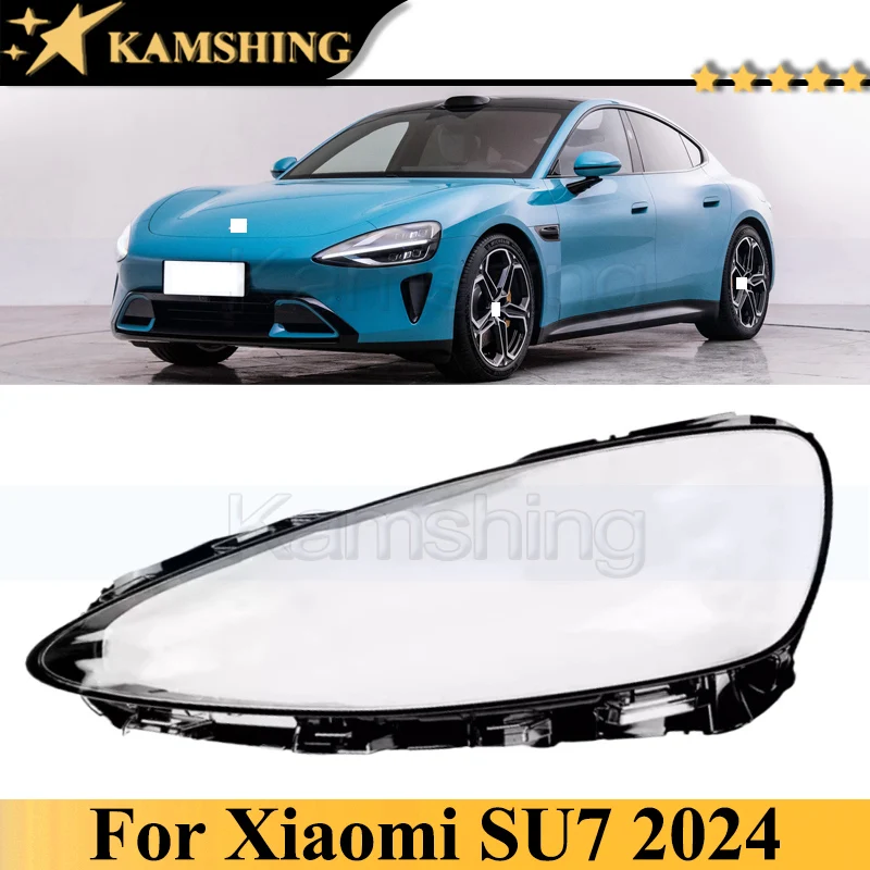 Kamshing Front Bumper Headlight Cover Shell Shade Lens For Xiaomi SU7 2024 Head Lamp Glass Head Light Cover Lens Cap