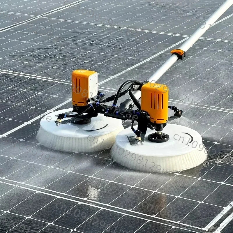 Solar panel cleaning washing machine automatic brush double head robot battery