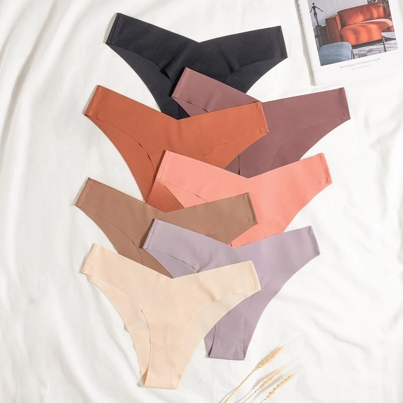 10pcs/set Women Solid Tone Ribbed Cotton Thongs, Low Waist Seamless No Show Close Fit Underpants, Invisible Sports Daily Briefs