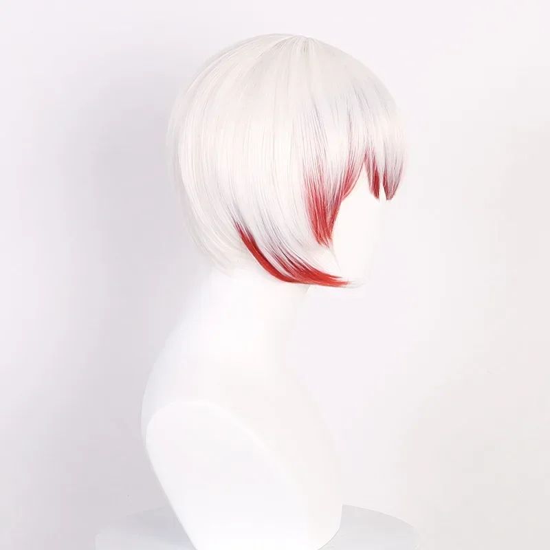 Anime Dogs Saigiku Jono Cosplay Wig Jouno White Red Gradient Short Hair Heat Resistant Wigs for Halloween Costume