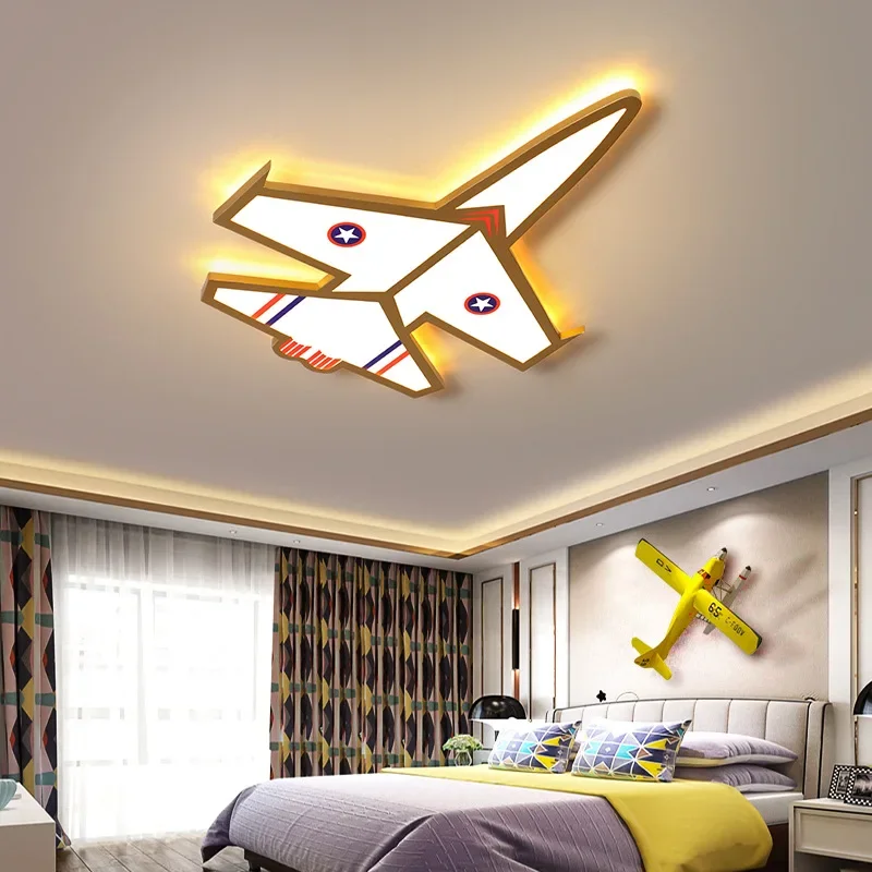 Nordic Children's Room Chandelier Simple Modern Aircraft Light Warm Romantic Creative Personality Cartoon Boy Study Bedroom Lamp
