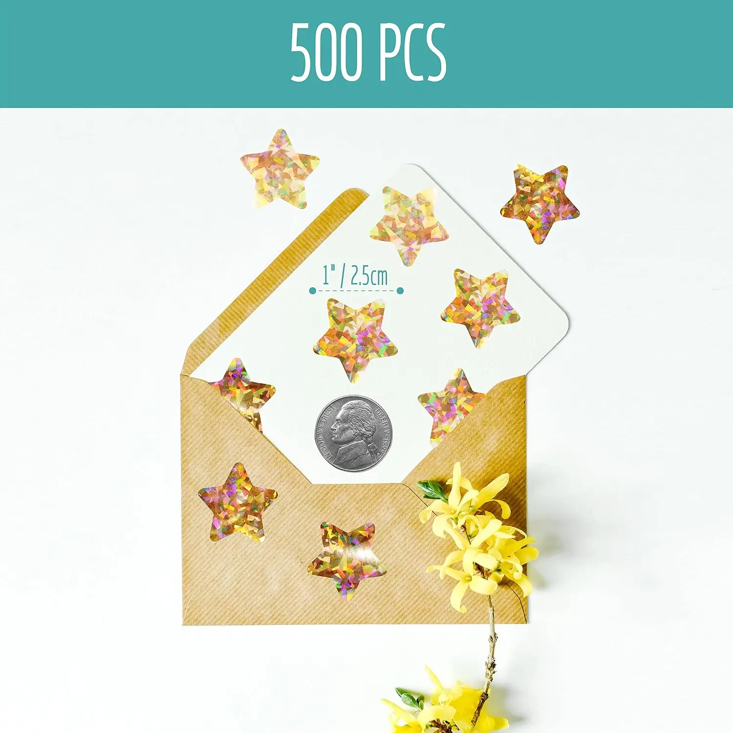 500pcs Holographic Silver Star Stickers Self-Adhesive Metal Foil Reflective Reward Stickers for Crafts And Decorations