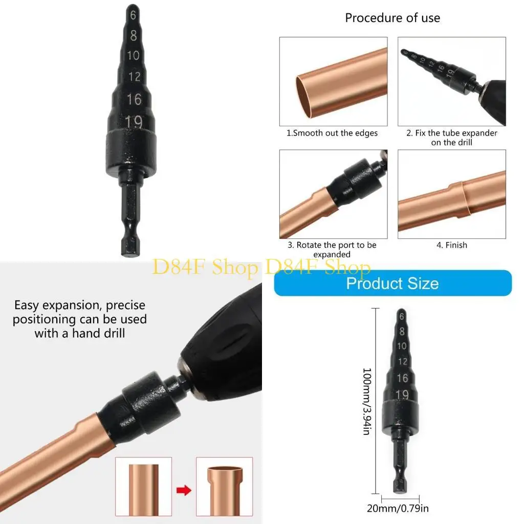 

D84F Эффективный инструмент для расширения медных труб 6 в 1 для ручной дрели, идеально подходящий для профессионального и
