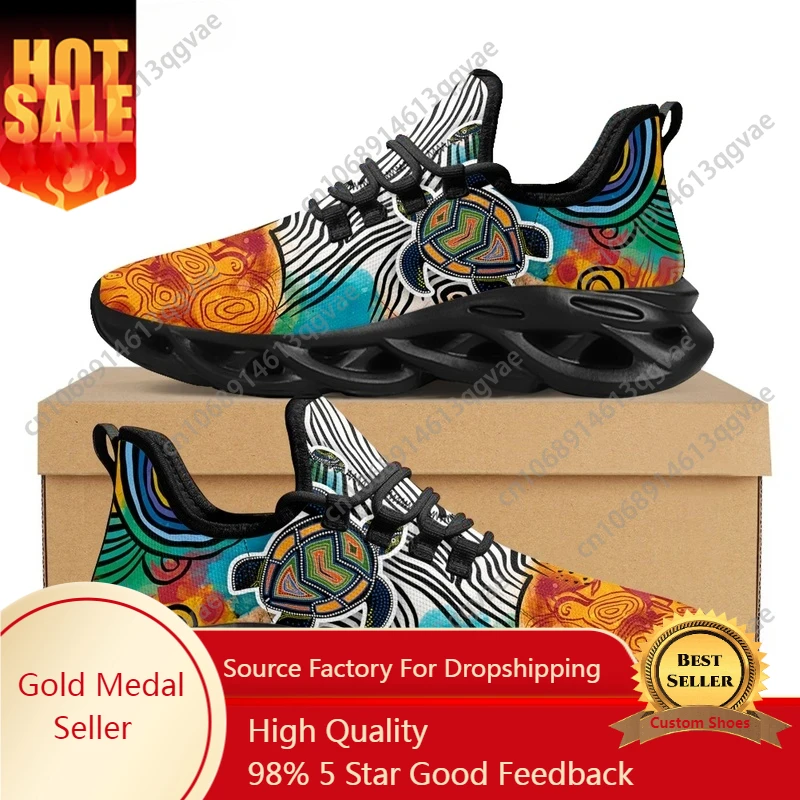 

Australia Aboriginal Turtle Indigenous Art Design Platform Sneakers For Women Breathable Lace Up Mesh Swing Shoes