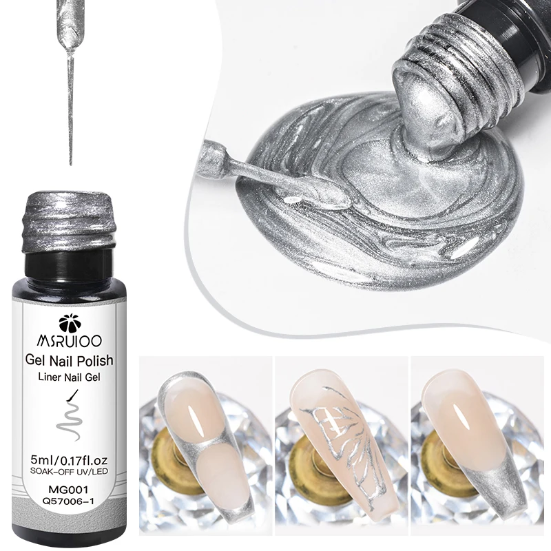 5 ml Metallic Malerei Liner Gel Nagellack Set Gold Silber Rosa Semi-Permanent Linie UV Gel Lack Für zeichnung Französisch Nägel