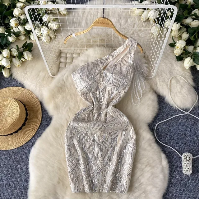 Kobiety elegancki ukośny kołnierzyk cekiny Off ramię frezowanie obcisła sukienka moda w stylu Vintage Vestido eleganckie letnie słodkie sukienki z odkrytymi plecami