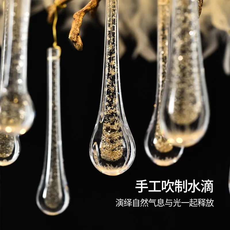 Lampu tembaga penuh lampu gantung bulu mewah perlengkapan pencahayaan dekorasi putri romantis ruang tamu kamar tidur ruang ganti