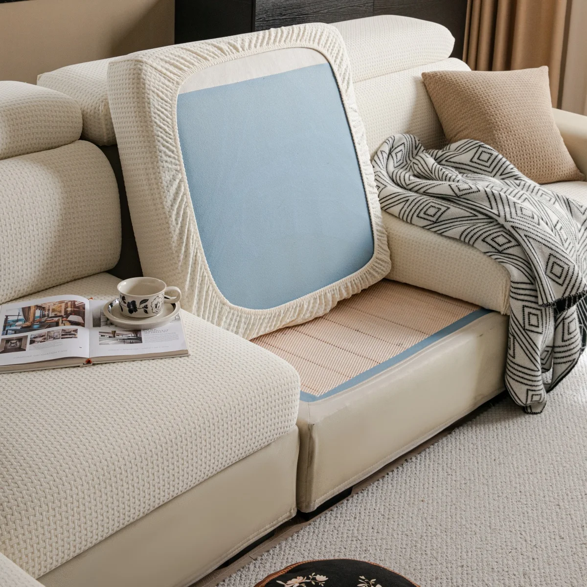 1pc Couch Cushion Cover Universal Sofa Cover Washable Stretchy Slipcovers for Living Room 1/2/3/4 Seater