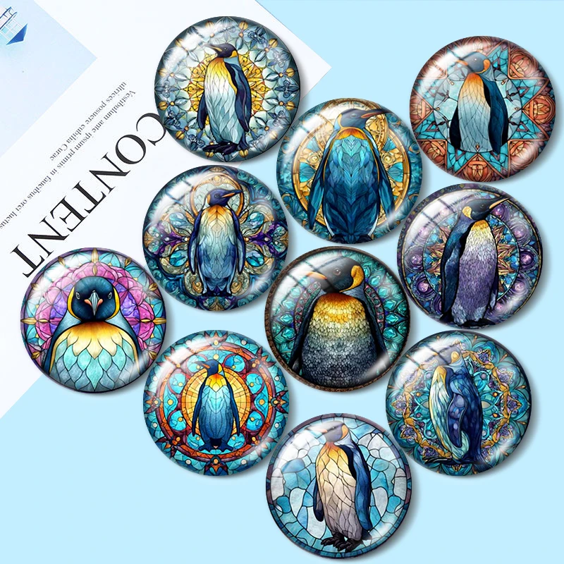 Colored glass penguin  12/18/20/25mm glass cabochon  bracelet pendant rings for jewelry demo earrings back Making findings