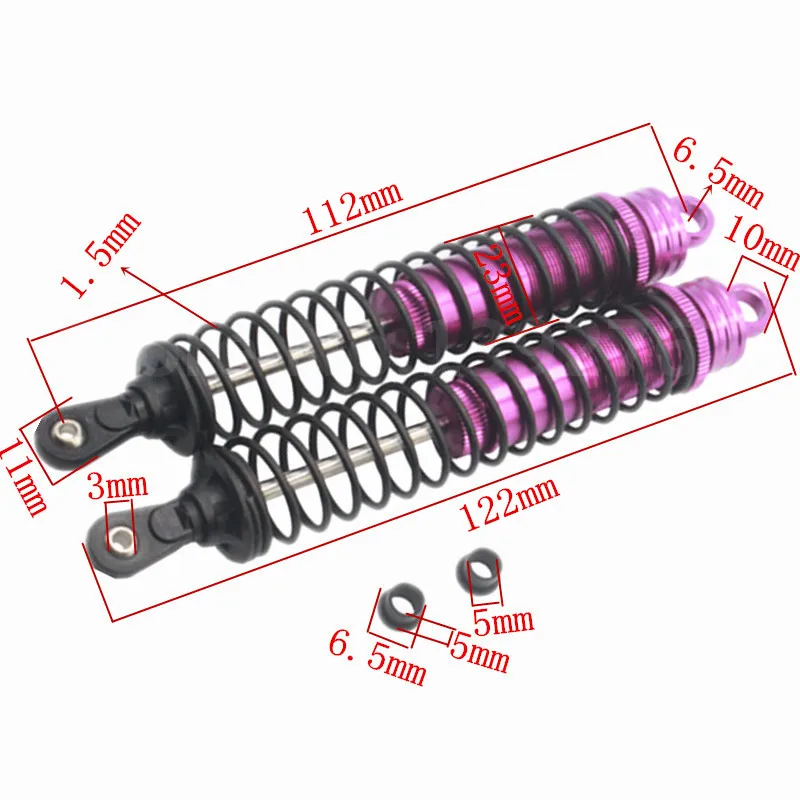 2 pçs hsp 81003 1/8 escala modelos rc carro de controle remoto carros amortecedor liga alumínio 122mm buggy