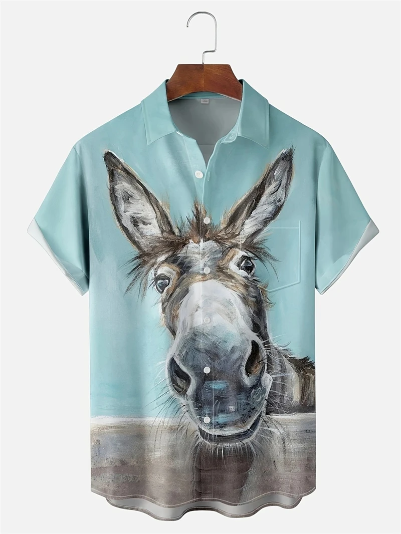 

2025 New Animal Pattern Men's 3d Printed Short-sleeved Shirt Men's Fashion Funny Tops Short Sleeves Suitable For Men's Clothing