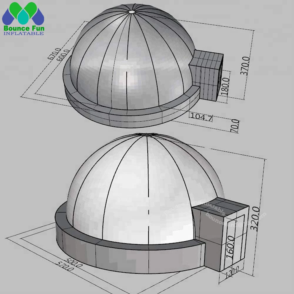 Kubah Planetarium Tiup Hitam Seluler 6 M, Area Bioskop Film Tenda Astronomi 360 Derajat untuk Acara Pendidikan Sains