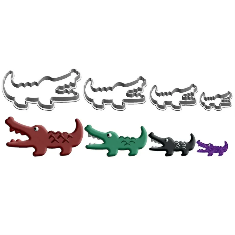 Various Cartoon Crocodile Biscuit Plastic Molds,Little Animal Shape Cake Cookie Decorating Fondant Cutters Tools