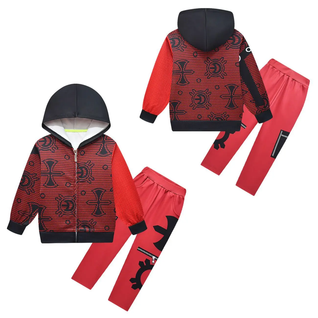 

Anime Zombie High School 4 Cosplay Costume Zombies 4 Coat Big Kids Zipper Hoodie Long Pants Two-piece Set and Halloween Suit