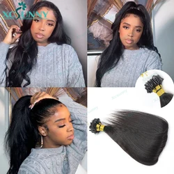 Extensiones de Cabello Microlink para mujeres negras, cabello humano liso, microanillo de bucle, cabello recto birmano