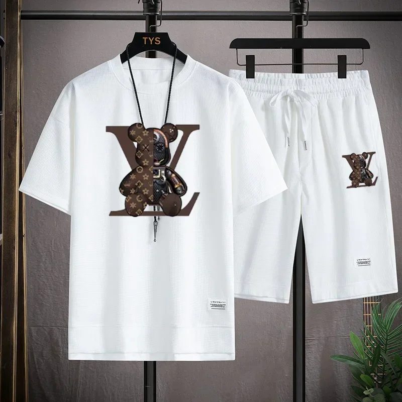 

Summer 2025 new men's short-sleeved set, casual short-sleeved T-shirt and fashionable outdoor sports and fitness shorts