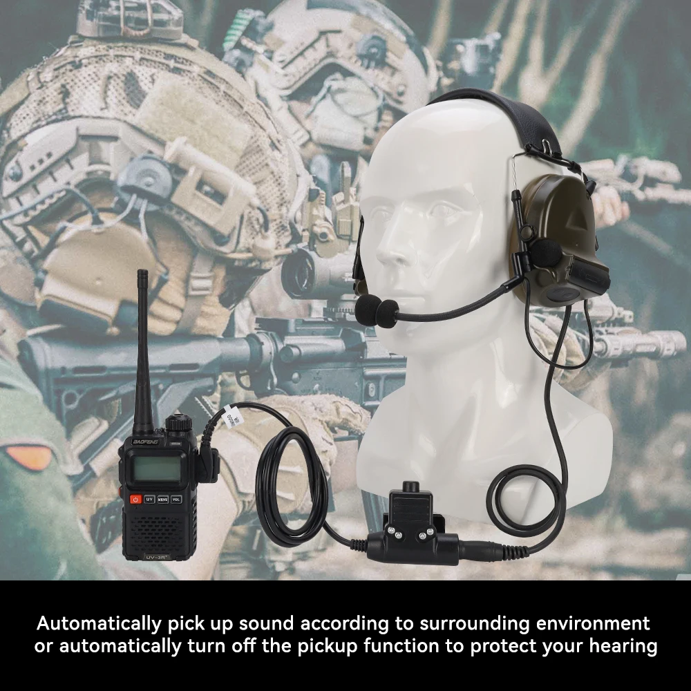 Z-TAC Softai Tactical Headphones Comta II Sordin Military Active  Noise Canceling Airsoft BaoFeng PTT Headset Radio Shooting