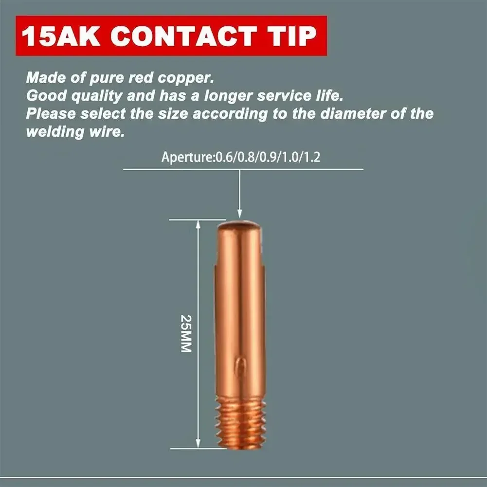 16pcs Mig Contact Tip consumabili saldatura MIG MB15 15AK punta di contatto 0.8/1.0/1.2mm MIG Torch Gas ugello punta supporto