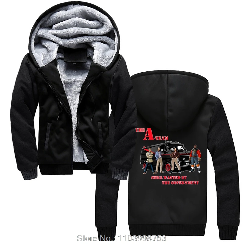 Winter Hoodie Cotton Male Letters zip up Jacket The A-Team A Team Team Ba Face Murdock Hannibal Van 2708X Unisex Tops coats