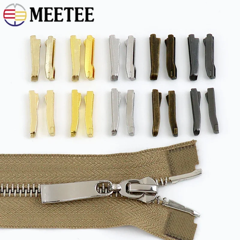 20-100Sets Metal Zipper Stopper 3#5#8#10# Zippers End Lock Clip Clothes Zips Non-slip Plugs Fastener Sewing Zip Repair Accessory