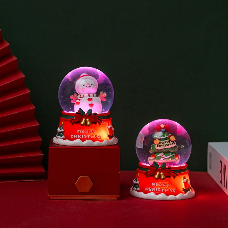 

2026 New Luminous Christmas Snowman Crystal Ball Resin Crafts Christmas Ornament Desktop Decoration For Home Party Decor Gift