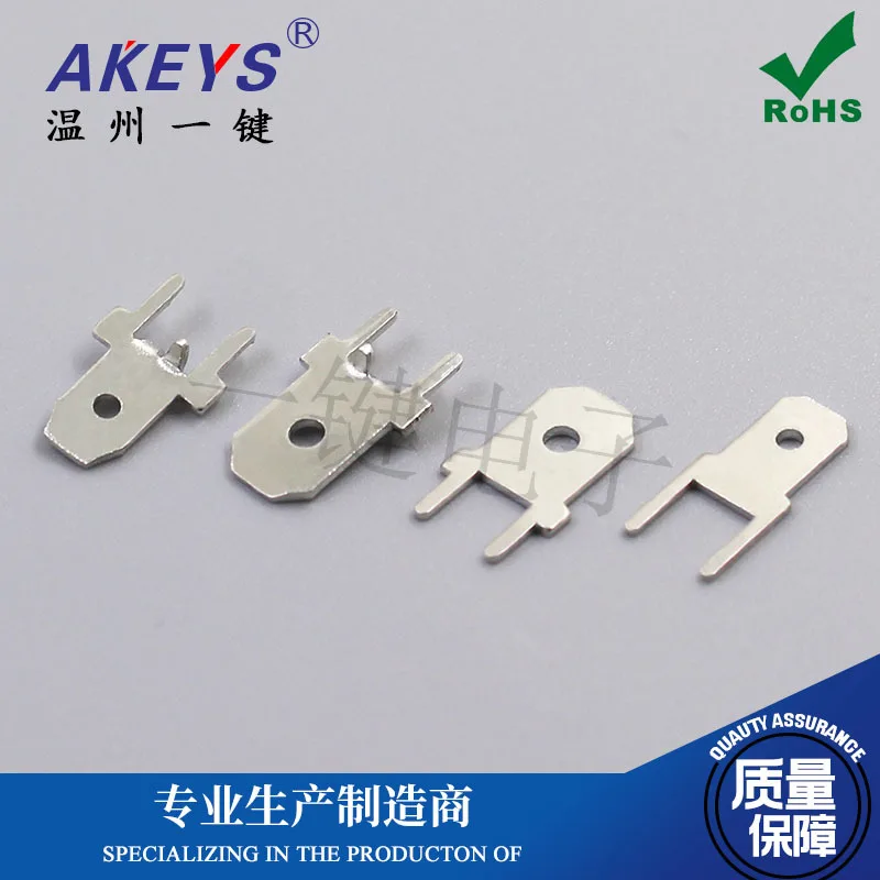 10 Buah Terminal Sambung 4.8/6.3 187 Anti Reverse Direct Insertion Positioning Insert Terminal Solder PCB