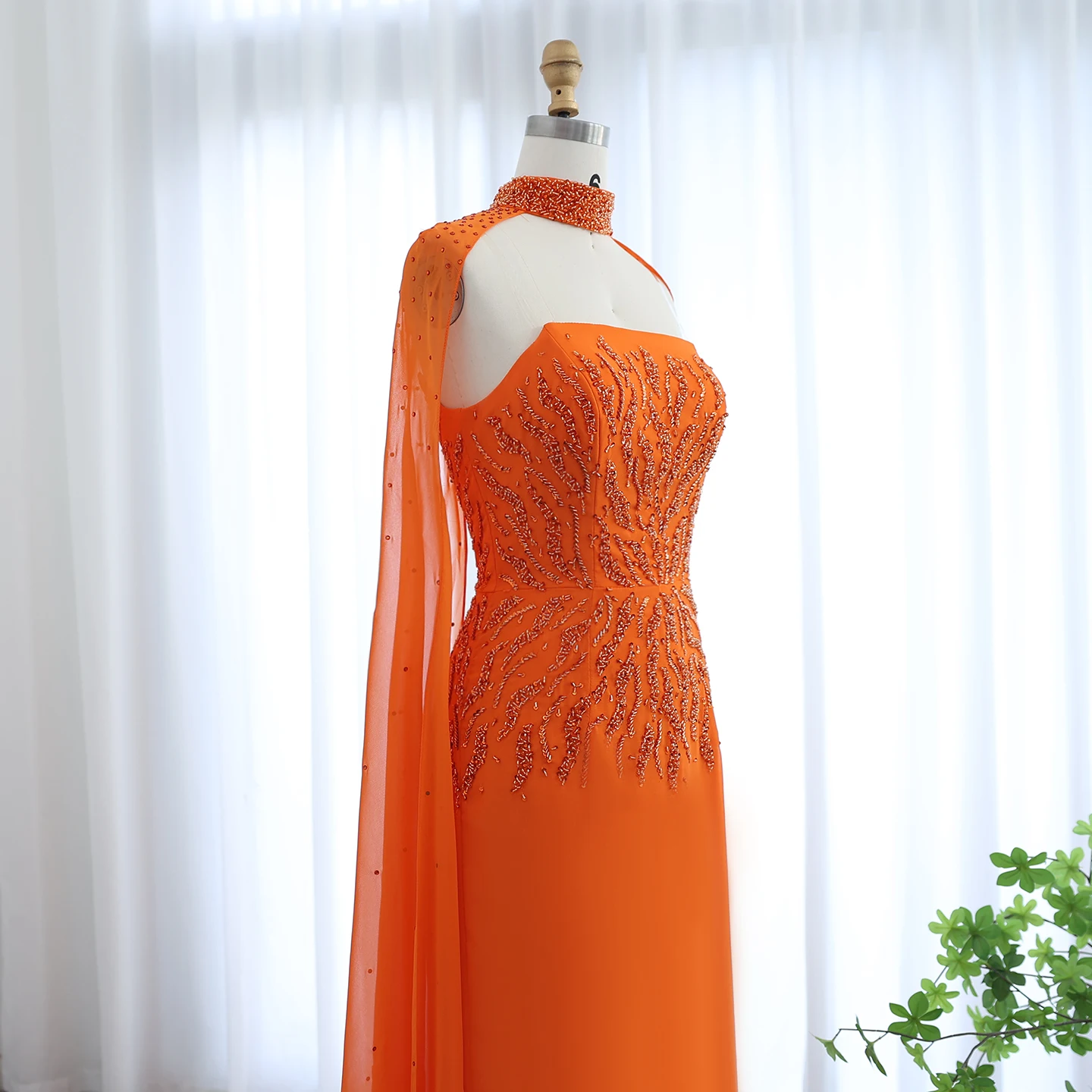 Sharon กล่าวว่า Elegant สีส้มชีฟองชุดราตรี Cape แขนผู้หญิงสําหรับงานแต่งงานดูไบพรรคอย่างเป็นทางการชุด SS299 ที่กําหนดเอง