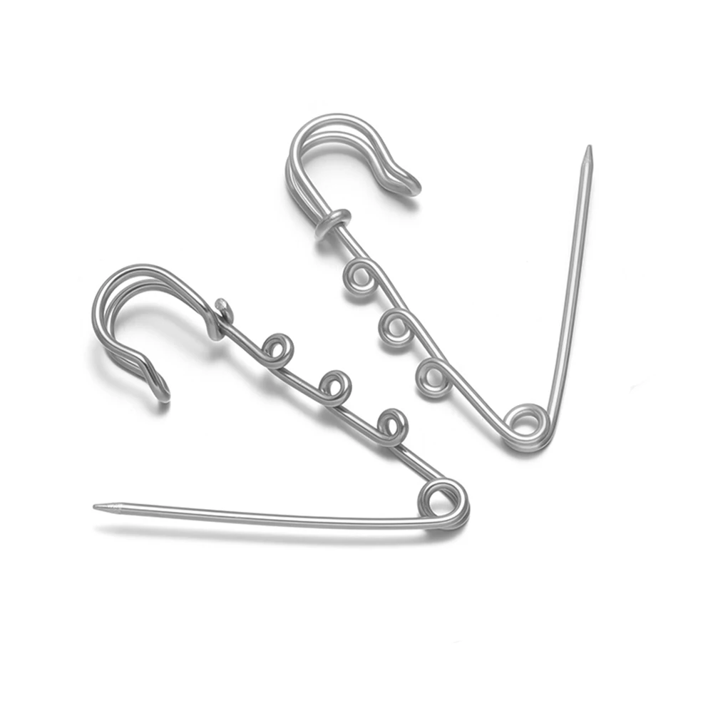 5Pcs Large Safety Pins Stainless Steel Multi Hoops Clasps for DIY Jewelry Brooch Making Findings Clothing Handicrafts Components