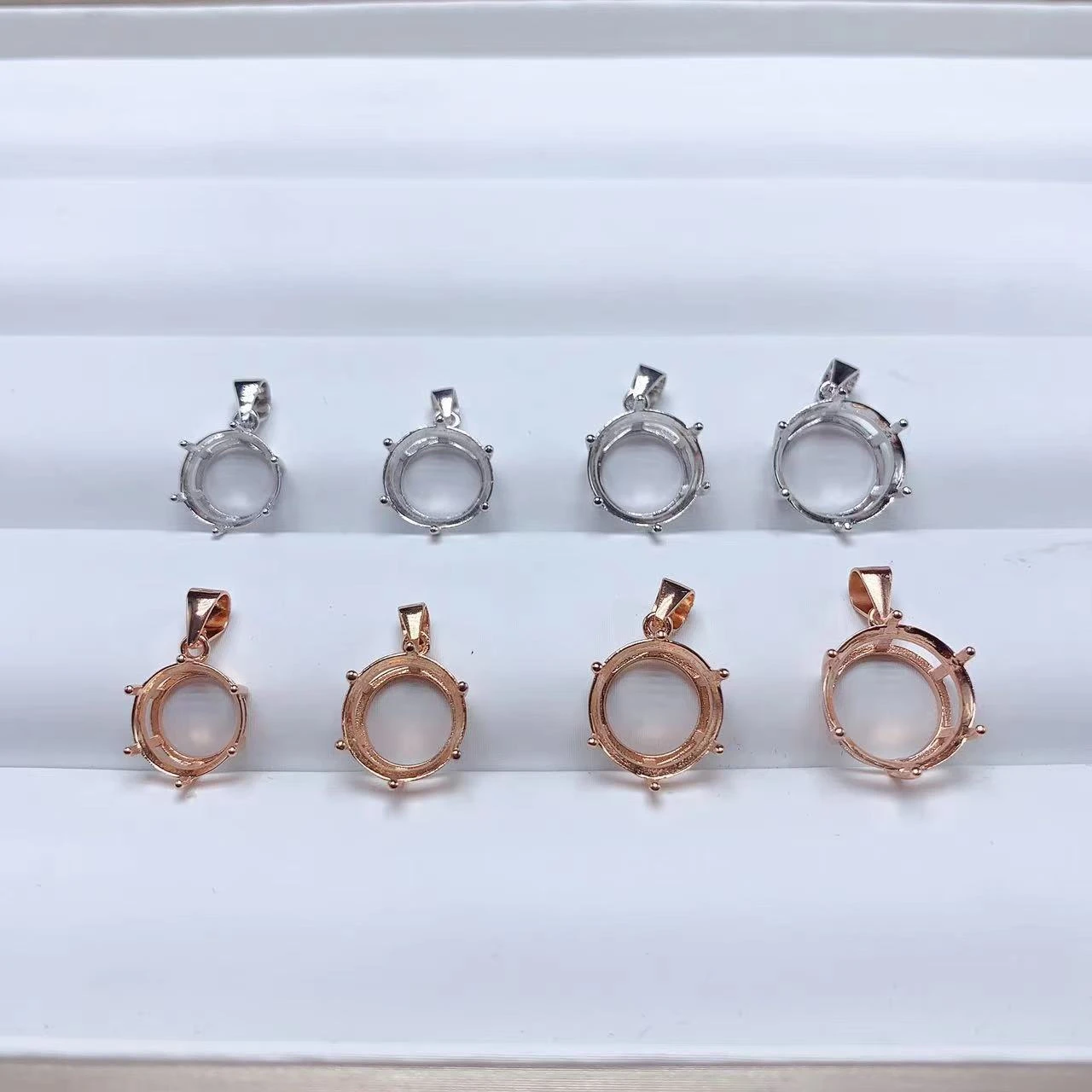 

MeiBaPJ Inlay Round Multi-Size 4-20mm S925 Sterling Silver Six-Jaw Pendant Setting Necklace Accessories Charm Jewelry Wholesale