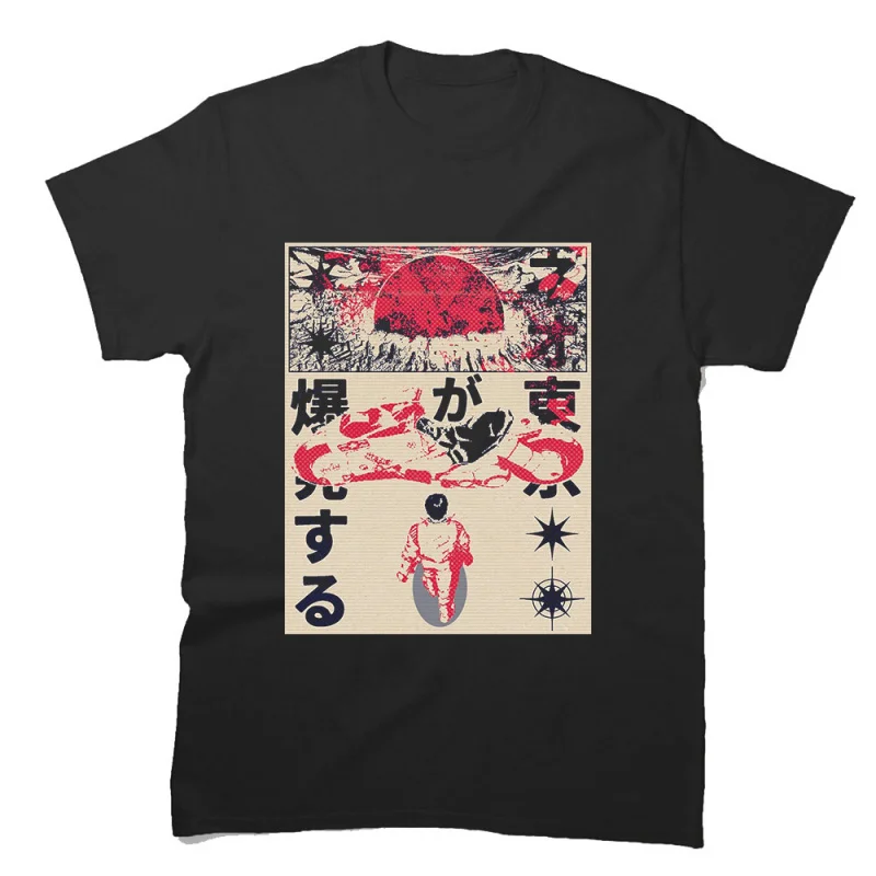 

0225 Vintage Akira Anime T Shirt Cyberpunk Manga City explosion Graphic clothes cyber mecha Neo-Tokyo Streetwear All size tops