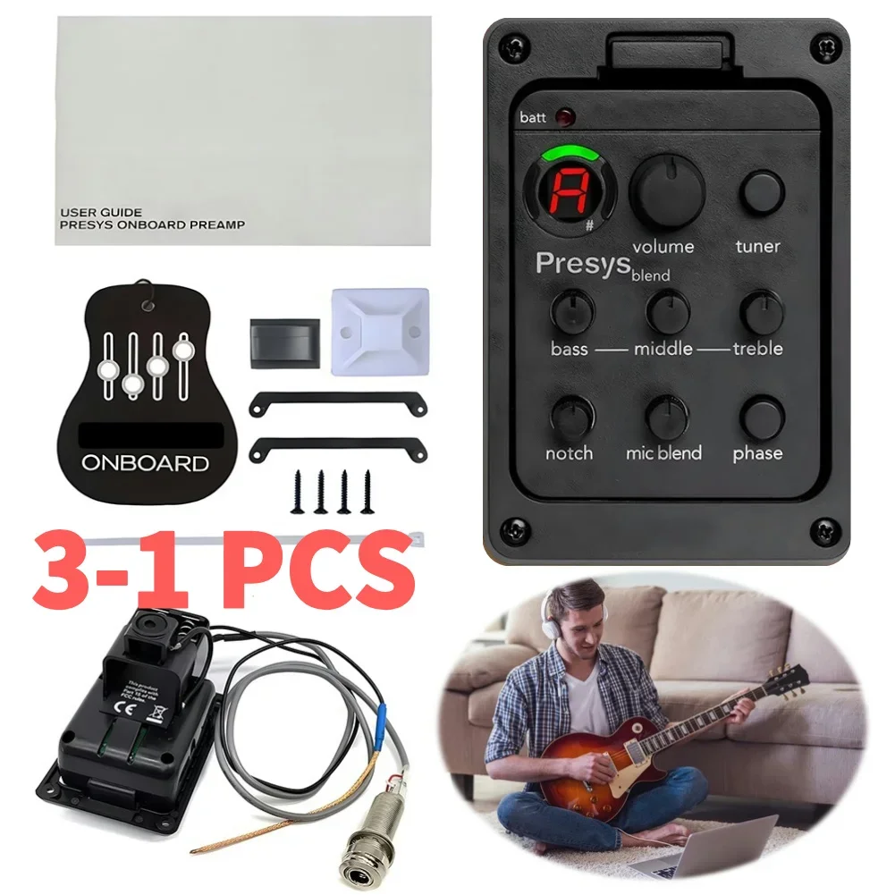 

3-1PCS Plastic Guitar Pickup For 301 Guitar Preamp with Tuner Presys Equalizer Guitar Tuner Guitar Soundhole EQ Parts Accessory