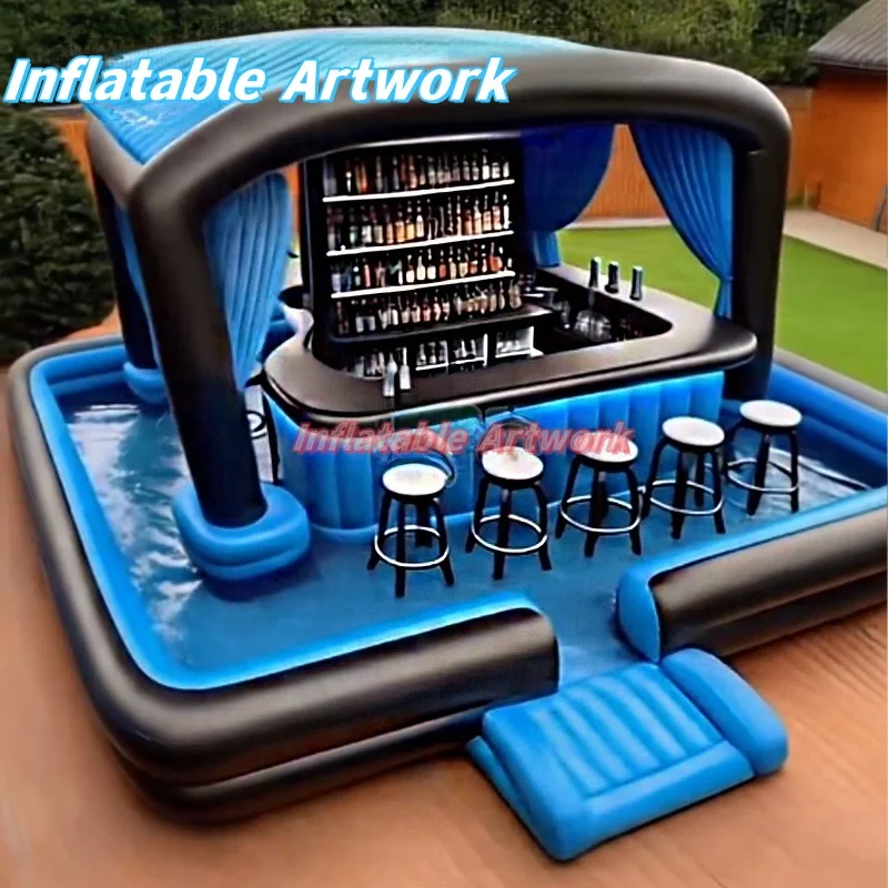 Custom Built Event Supply Large Inflatable Pool Bar for Outdoor Party Decorations Toys