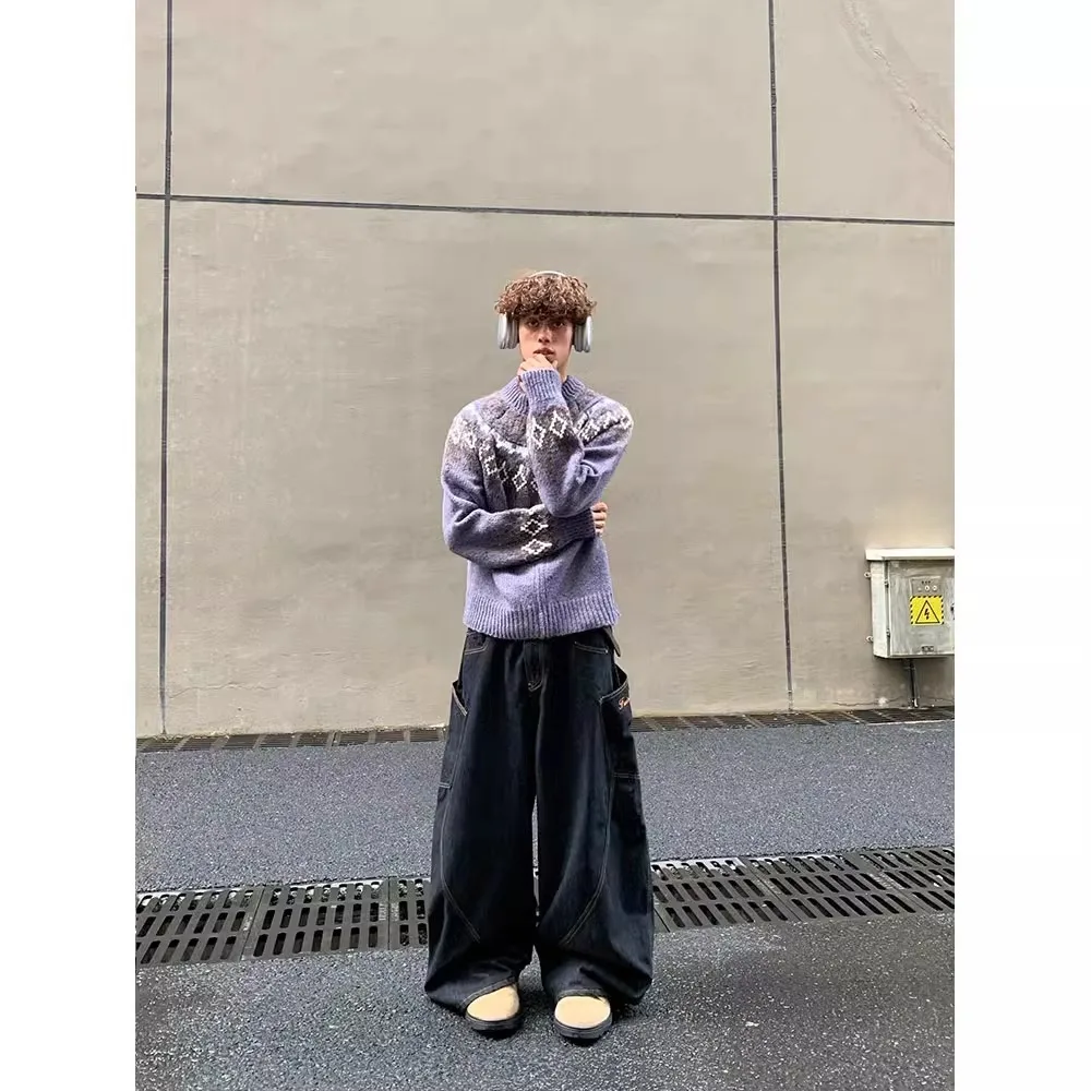 Men's Sweater Autumn Winter New Crewneck Zip Knitting Cardigan Lazy Vibe Loose Casual Knitting Jacket Outerwear