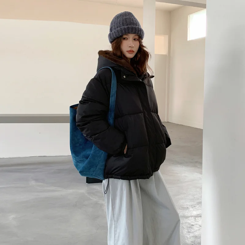 Parkas Women Short Coats Hooded Zipper Jackets Thick Warm Y2k Streetwear Elegant Jacket Work Coat Casual Autumn Winter 2025